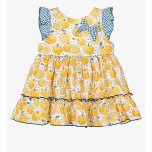 MIRANDA BABY GIRL YELLOW LEMON PRINT DRESS
